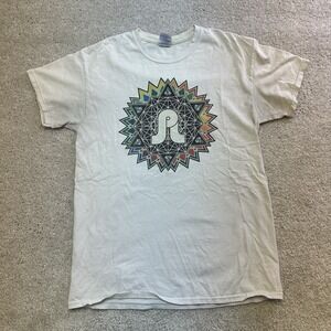 Pretty Lights Graphic Logo T-Shirt White Men's Medium Cotton Band Vintage